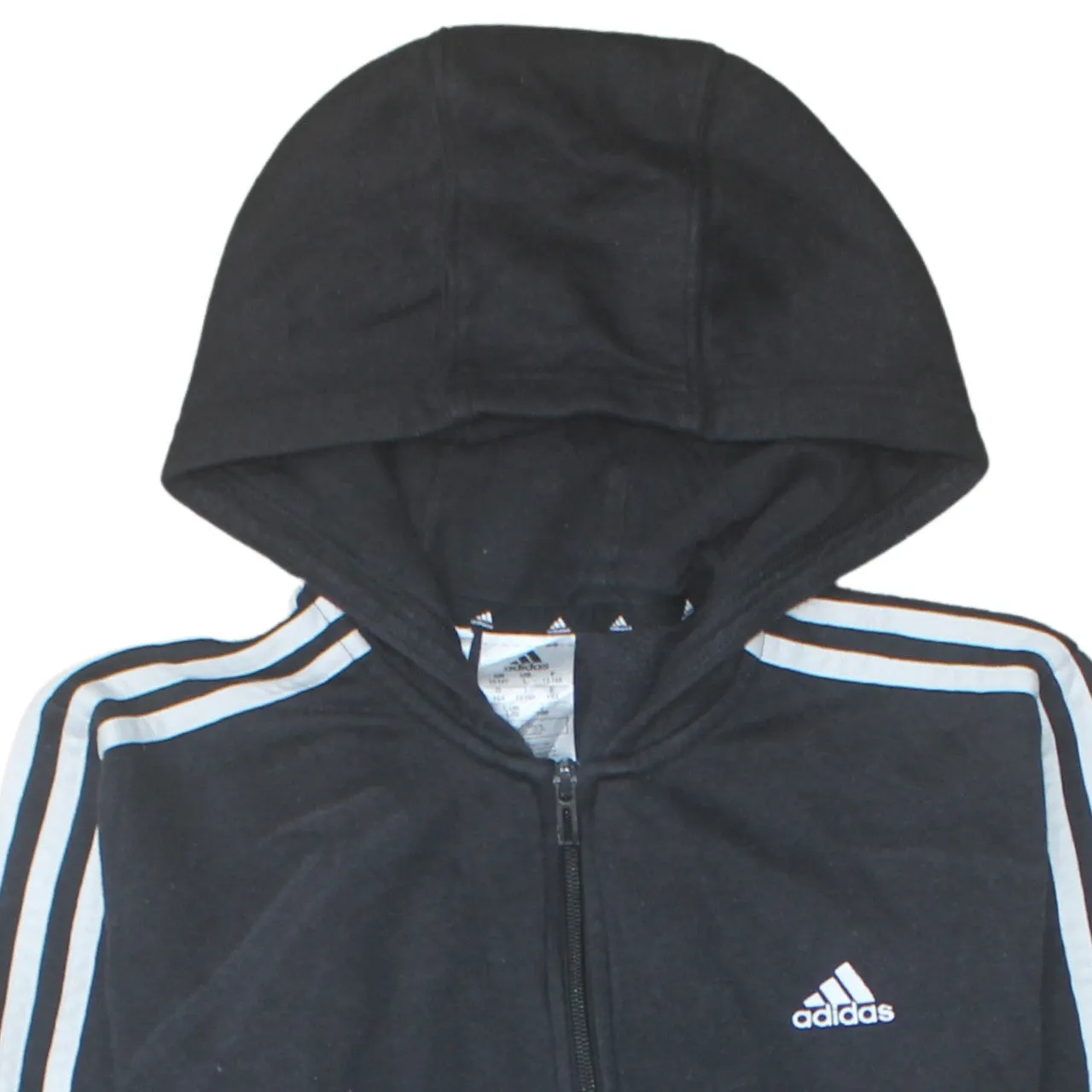 Adidas 90's Striped Sleeve Full Zip Up Hoodie Large Black sold by Vintage Club product image thumbnail 3