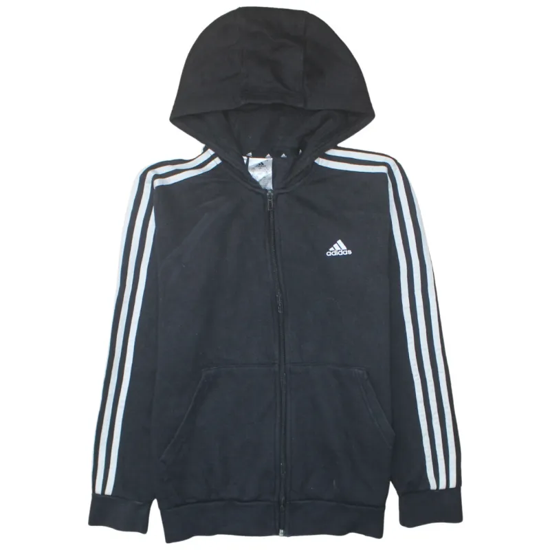 Adidas 90's Striped Sleeve Full Zip Up Hoodie Large Black sold by Vintage Club
