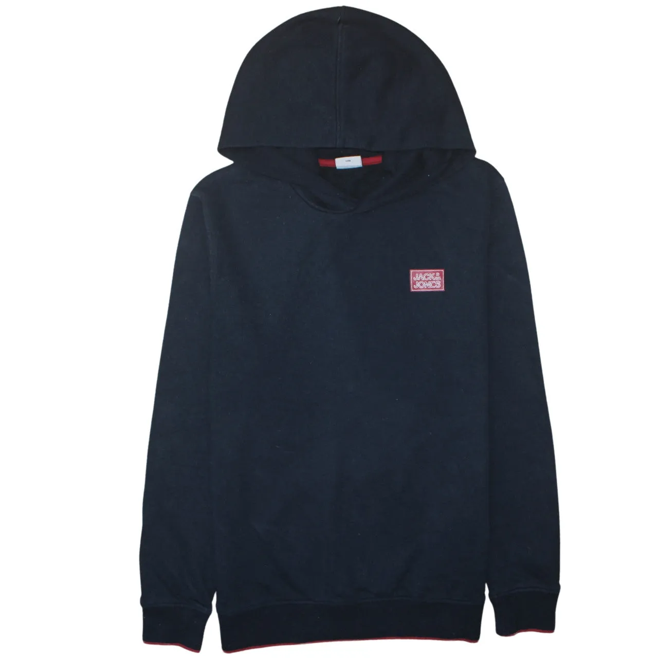 Jack&Jones Navy Blue Hoodie Men's Small Embroidered Chest Logo Pullover Sweatshirt sold by Vintage Club