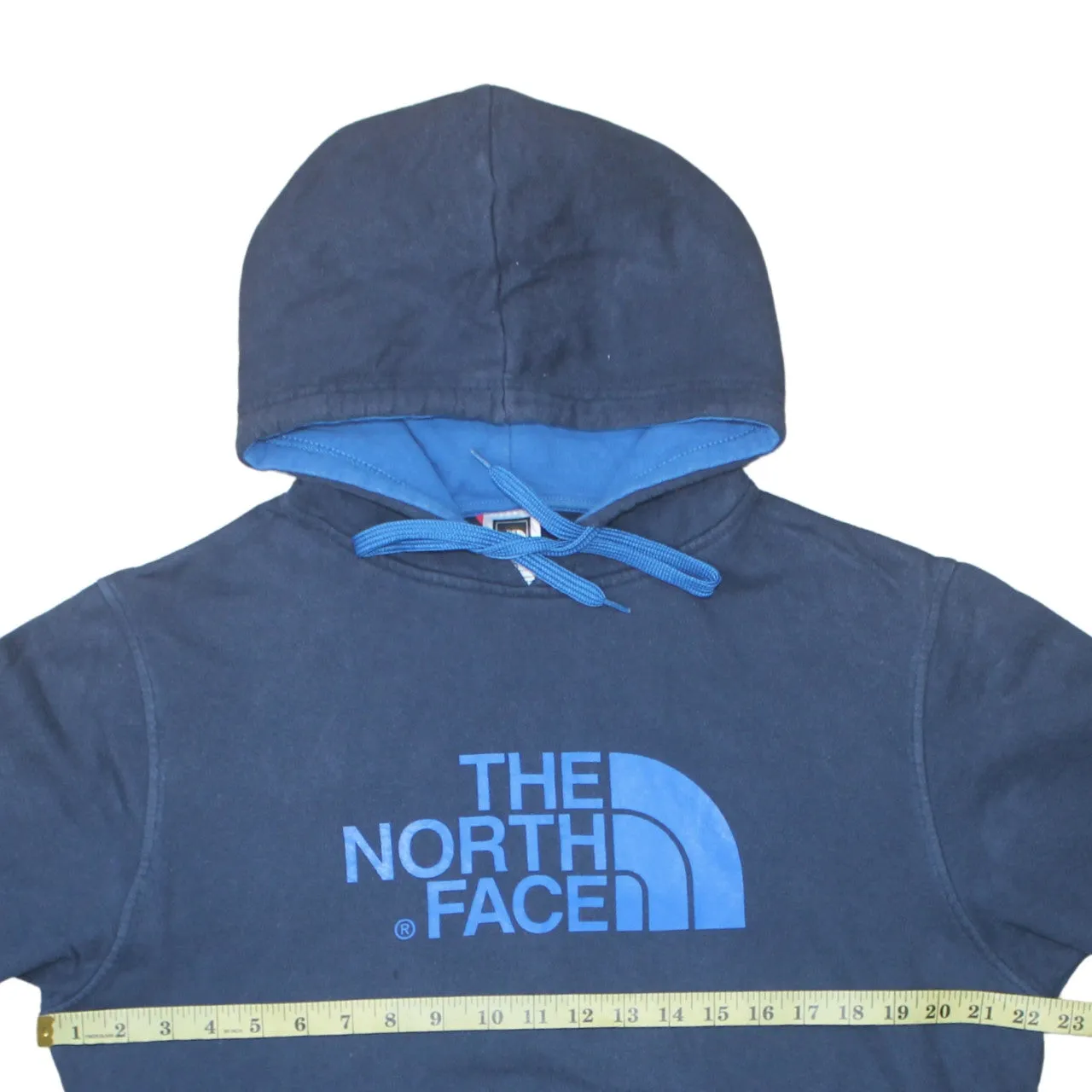 The North Face 90's Spellout Pullover Hoodie Medium Navy Blue sold by Vintage Club product image thumbnail 5
