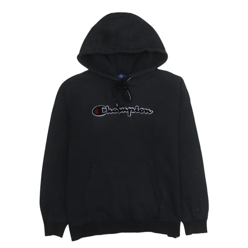 Champion 90's Spellout Pullover Hoodie Large Black sold by Vintage Club