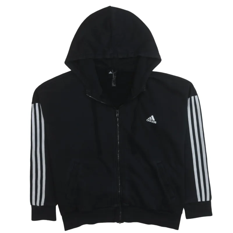 Adidas 90's Striped Sleeve Full Zip Up Hoodie XLarge Black sold by Vintage Club