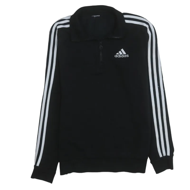 Adidas 90's Striped Sleeve Quarter Zip Sweatshirt XSmall Black sold by Vintage Club