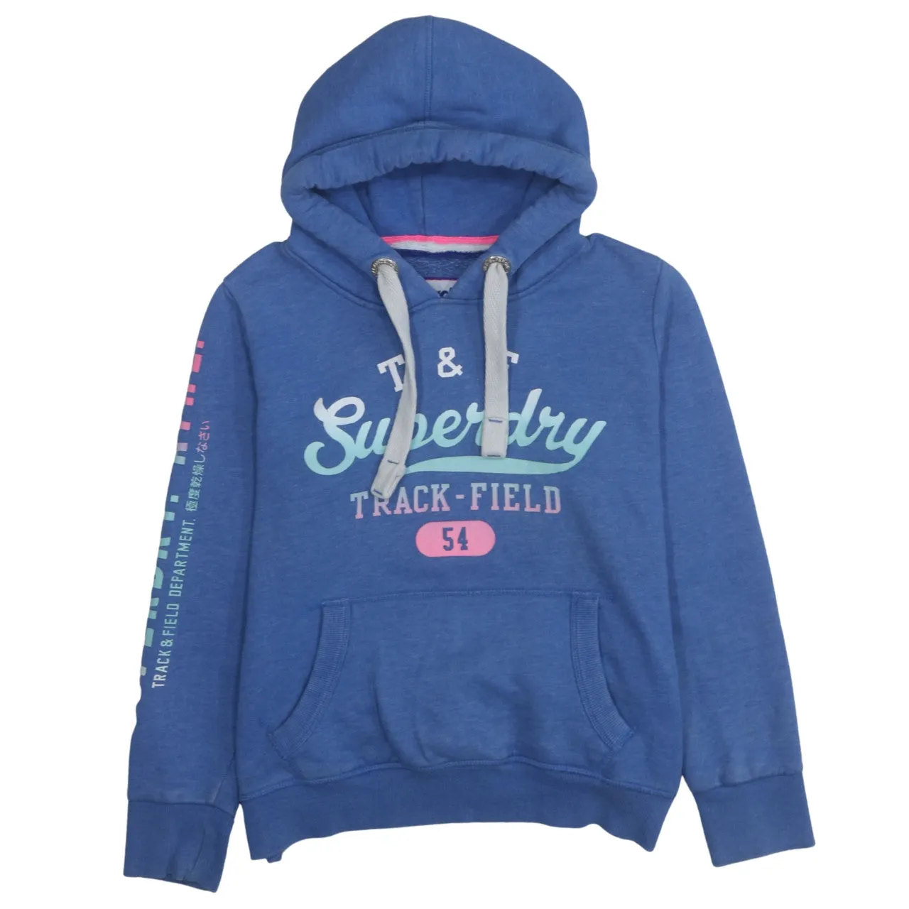 Super Dry 90's Spellout Pullover Hoodie Large Blue sold by Vintage Club