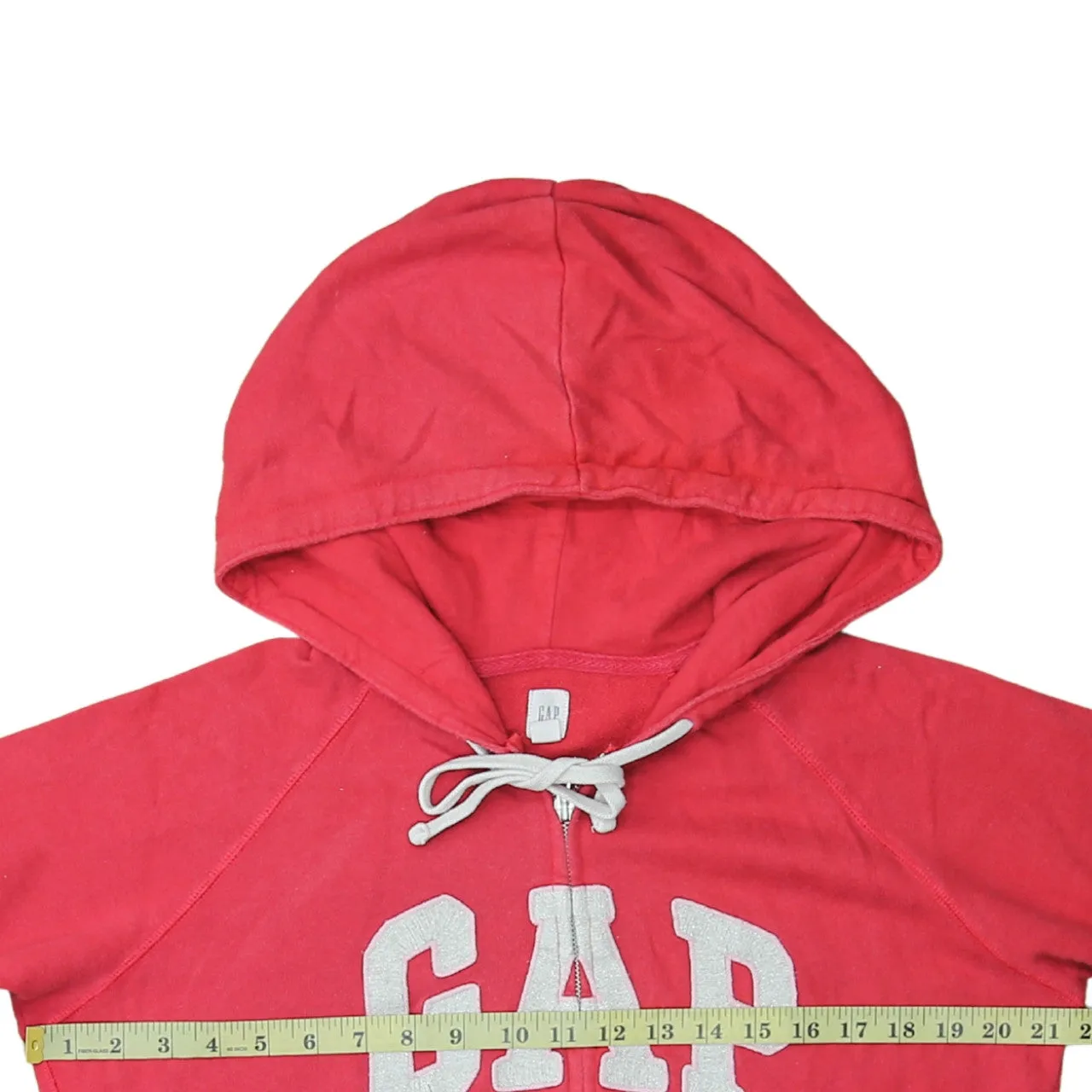 Gap Coral Red Hoodie Men's Medium Full Zip Embroidered Logo Front Pockets Sweatshirt sold by Vintage Club product image thumbnail 5