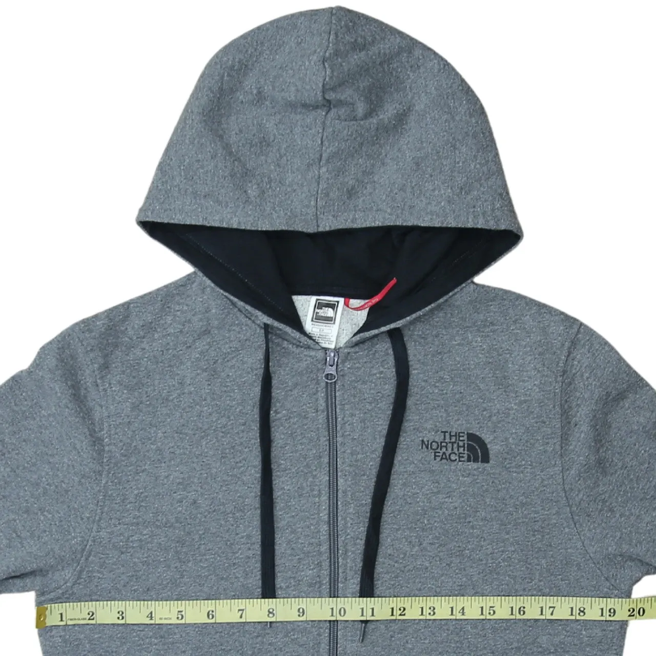 The North Face Grey Zip Hoodie Men's Small Embroidered Chest Logo Split Pocket Sweatshirt sold by Vintage Club product image thumbnail 5