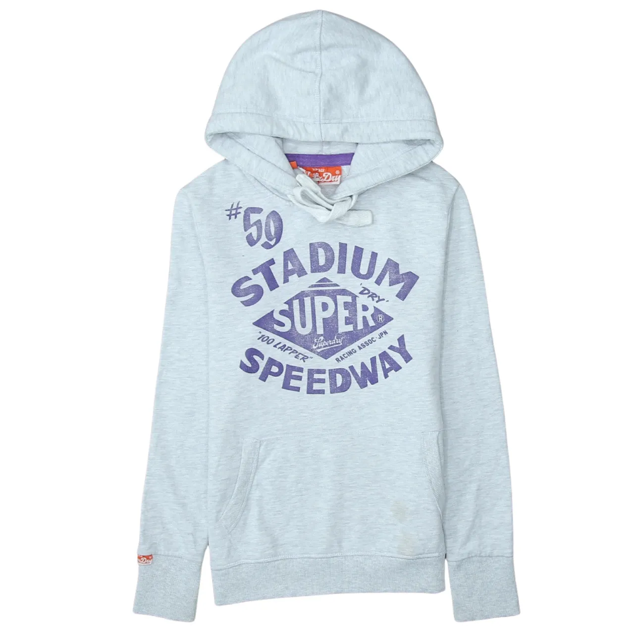Super Dry 90's Spellout Pullover Hoodie XSmall Grey sold by Vintage Club