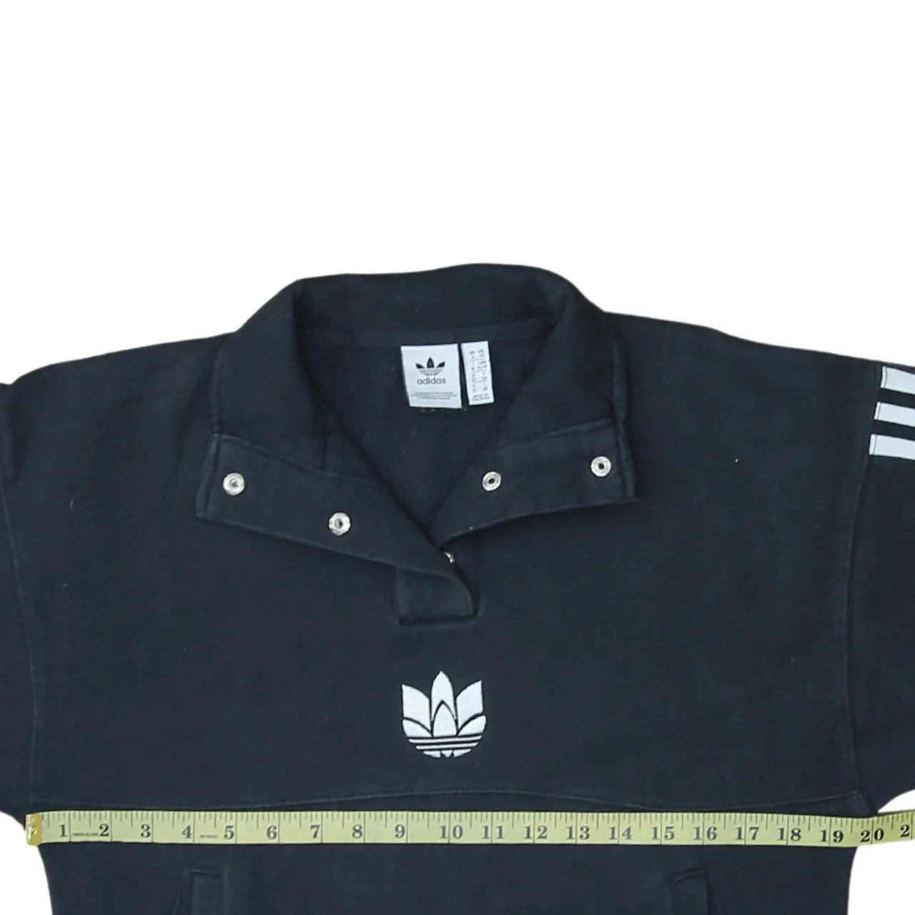 Adidas 90's Striped Sleeve Quarter Button Sweatshirt XSmall Black sold by Vintage Club product image thumbnail 5