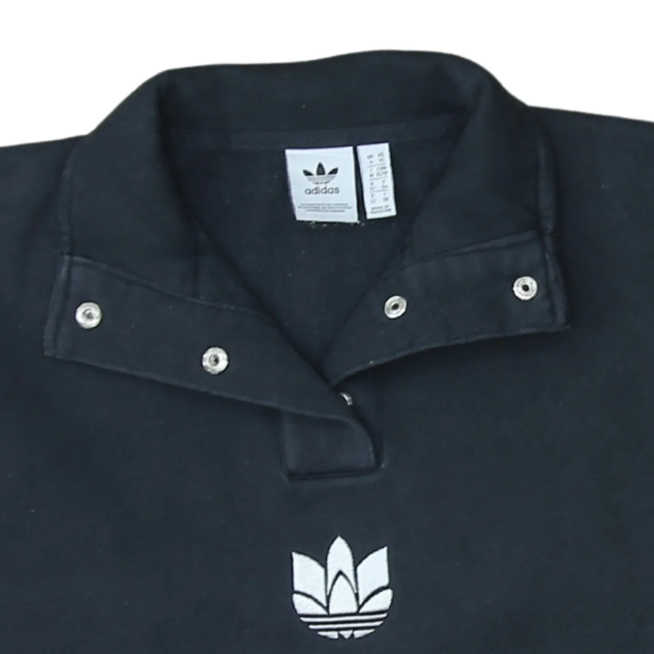 Adidas 90's Striped Sleeve Quarter Button Sweatshirt XSmall Black sold by Vintage Club product image thumbnail 3