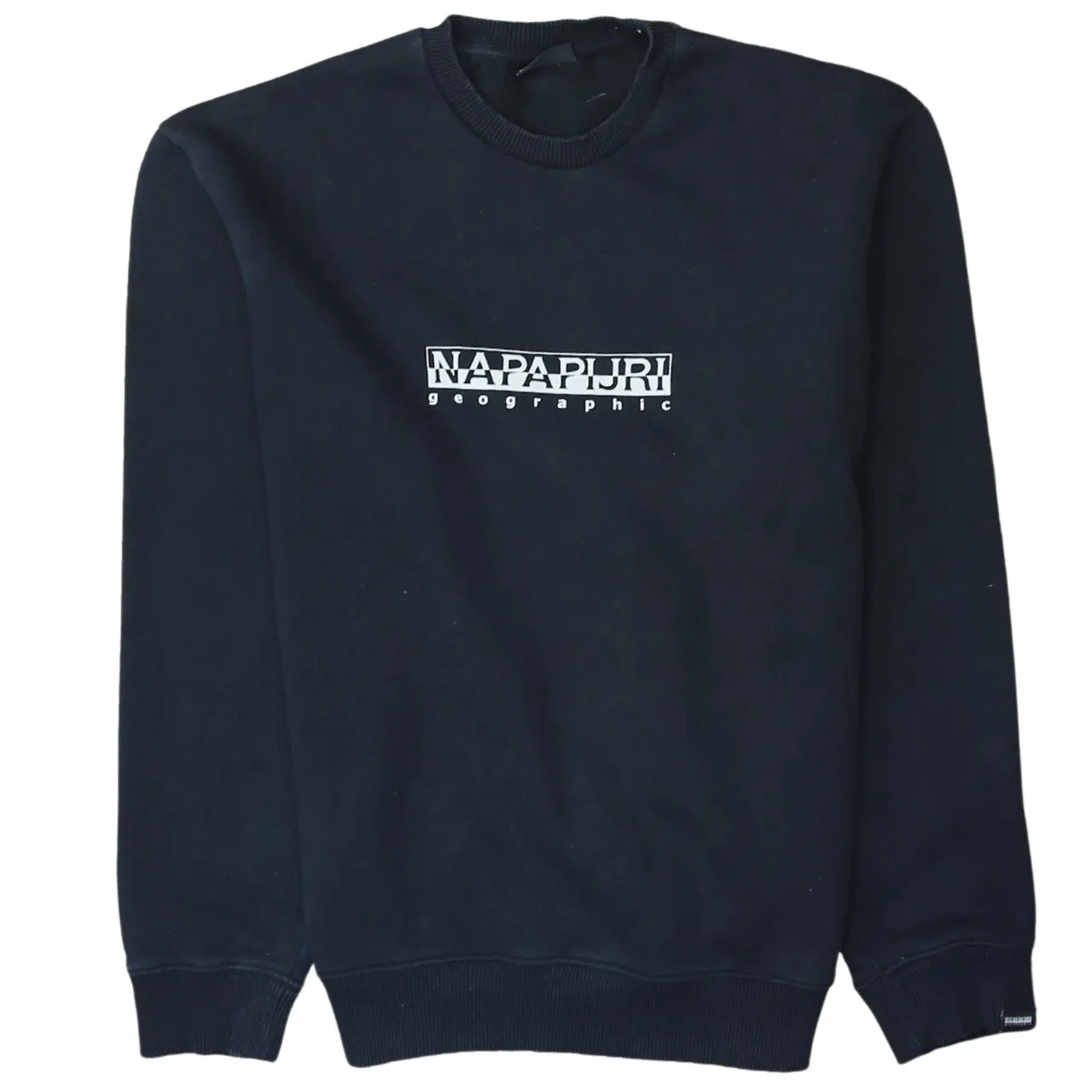 Napapijri 90's Spellout Crew Neck Sweatshirt XSmall Black sold by Vintage Club