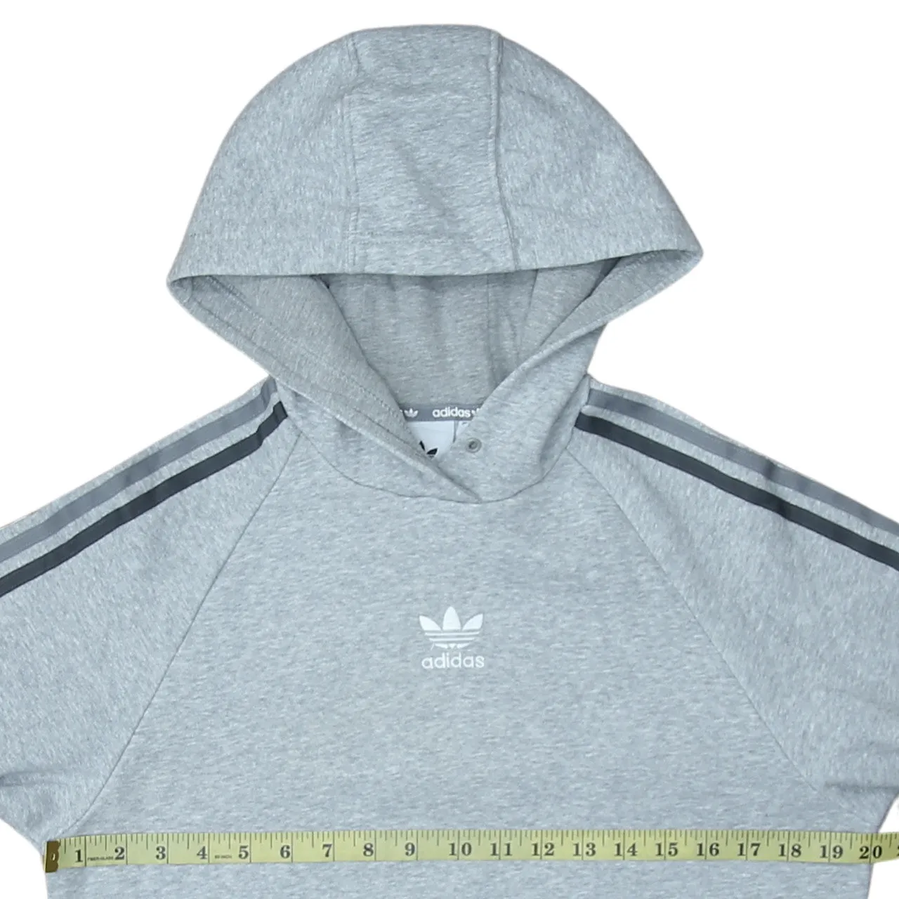 Adidas 90's Striped Sleeve Pullover Hoodie Small Grey sold by Vintage Club product image thumbnail 5