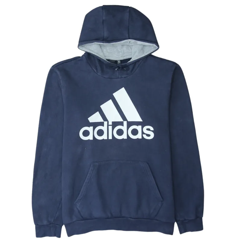 Adidas 90's Spellout Pullover Hoodie Medium  Navy Blue sold by Vintage Club