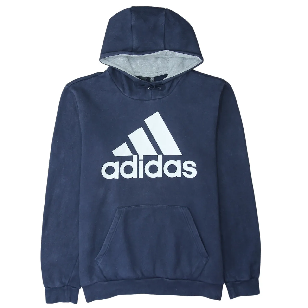 Adidas 90's Spellout Pullover Hoodie Medium Navy Blue sold by Vintage Club