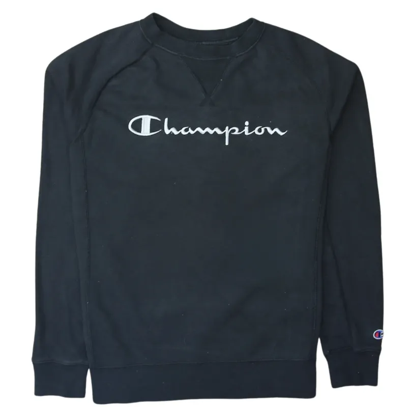 Champion 90's Spellout Crew Neck Sweatshirt Small Black sold by Vintage Club
