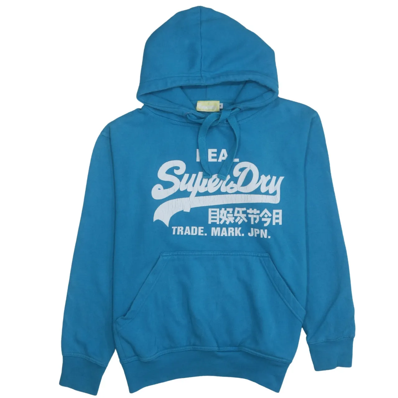 Super Dry 90's Spellout Pullover Hoodie Medium Blue sold by Vintage Club