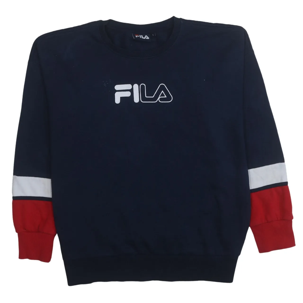 Fila 90's Spellout Crew Neck Sweatshirt Large Navy Blue sold by Vintage Club