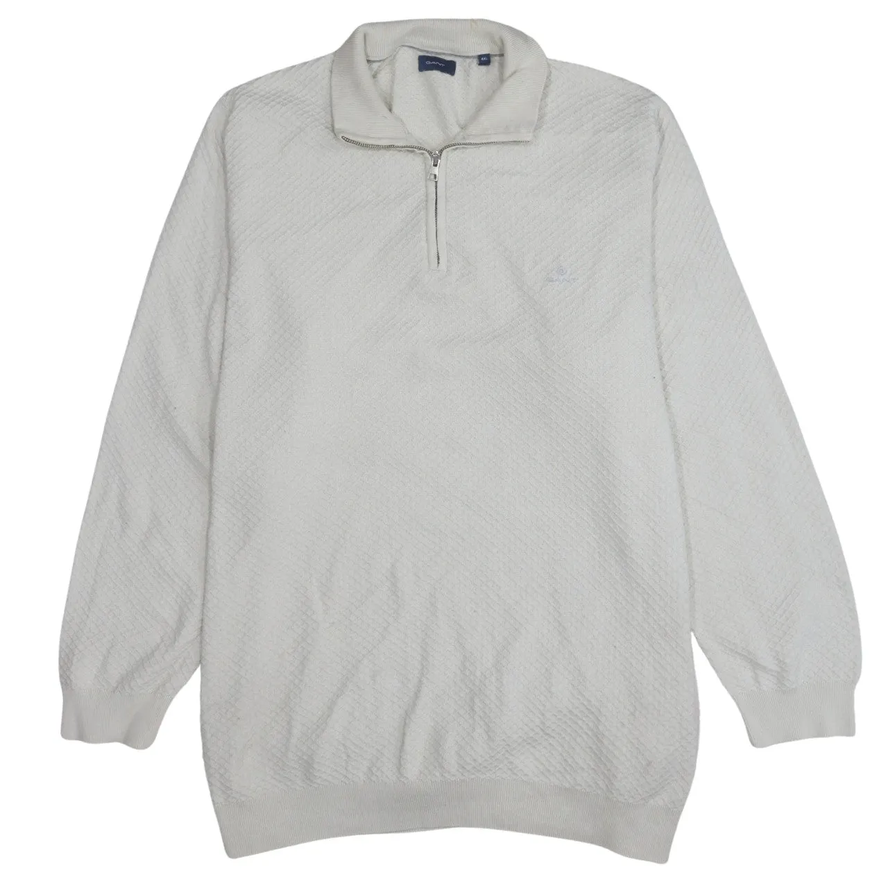 GANT Cream Quarter Zip Sweatshirt Women's 4XL Textured Knit Embroidered Logo Pullover sold by Vintage Club