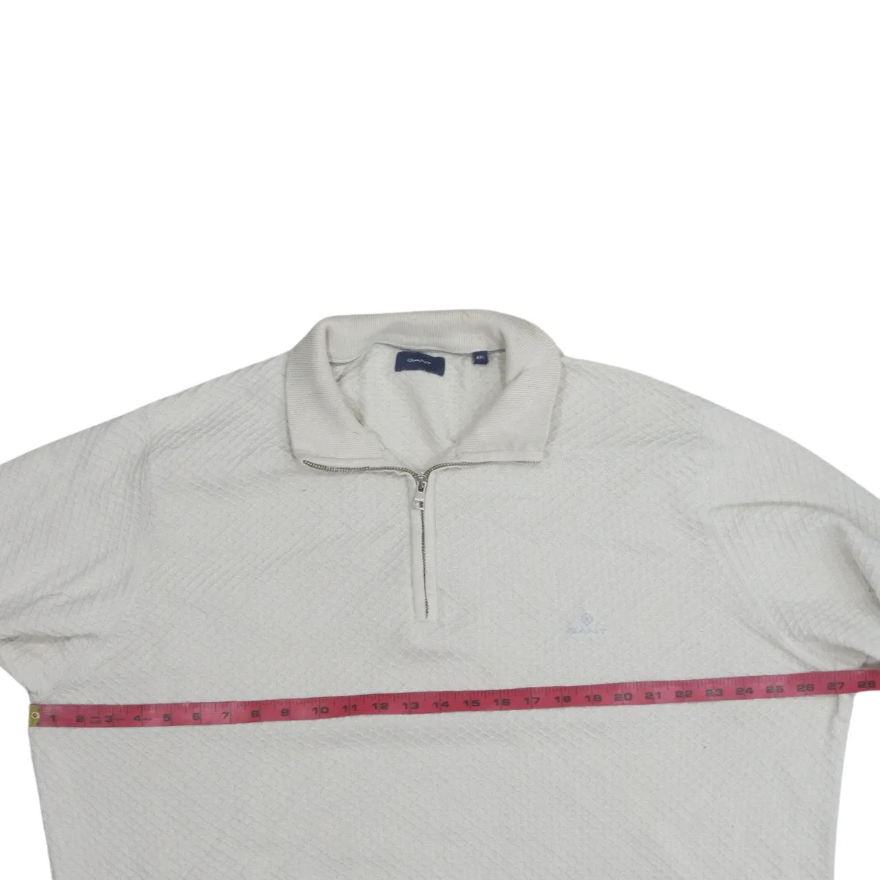 GANT Cream Quarter Zip Sweatshirt Women's 4XL Textured Knit Embroidered Logo Pullover sold by Vintage Club product image thumbnail 5