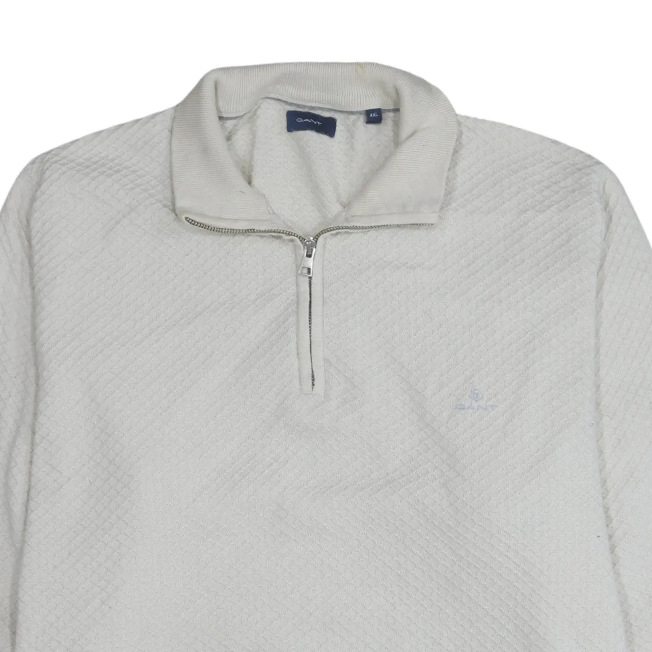 GANT Cream Quarter Zip Sweatshirt Women's 4XL Textured Knit Embroidered Logo Pullover sold by Vintage Club product image thumbnail 3