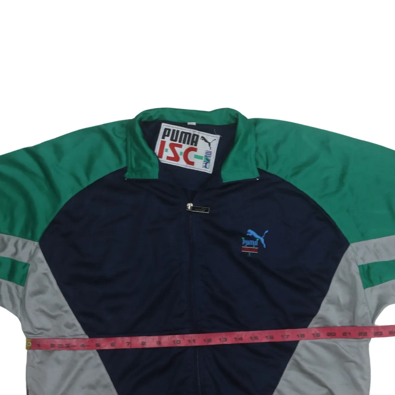 Puma Navy Green Track Jacket Men's Medium Embroidered Logo Full Zip Windbreaker Top sold by Vintage Club product image thumbnail 5