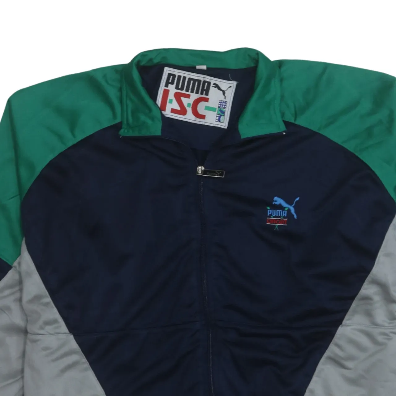 Puma Navy Green Track Jacket Men's Medium Embroidered Logo Full Zip Windbreaker Top sold by Vintage Club product image thumbnail 3