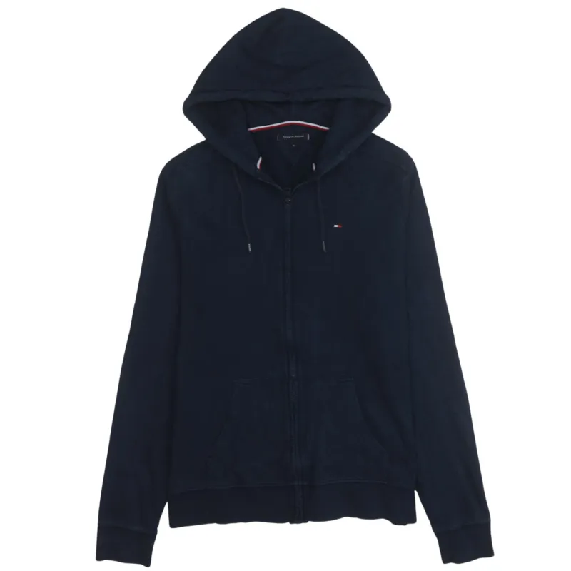 Tommy Hilfiger Navy Blue Zip Hoodie Men's Medium Embroidered Flag Logo Front Pockets Sweatshirt made by Tommy Hilfiger