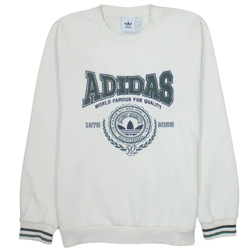 Adidas 90's Spellout Crew Neck Sweatshirt Small Beige Cream sold by Vintage Club