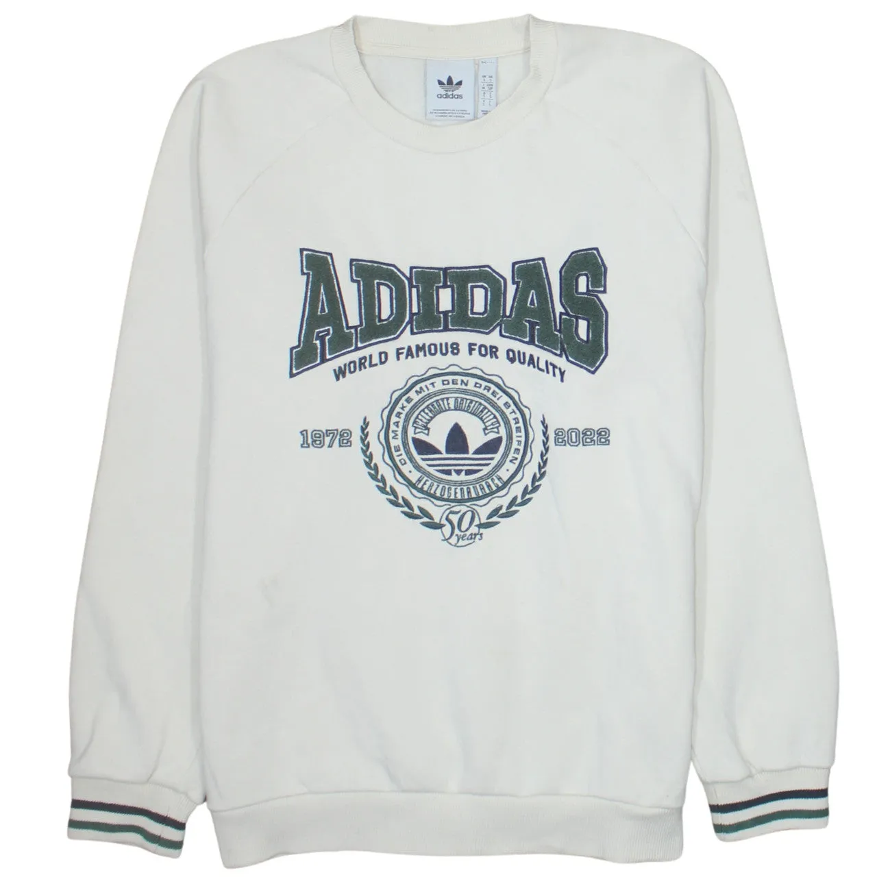 Adidas 90's Spellout Crew Neck Sweatshirt Small Beige Cream sold by Vintage Club