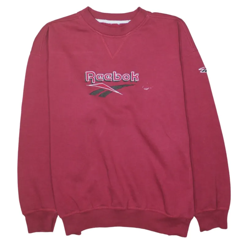 Reebok 90's Spellout Crew Neck Sweatshirt Medium  Burgundy Red sold by Vintage Club