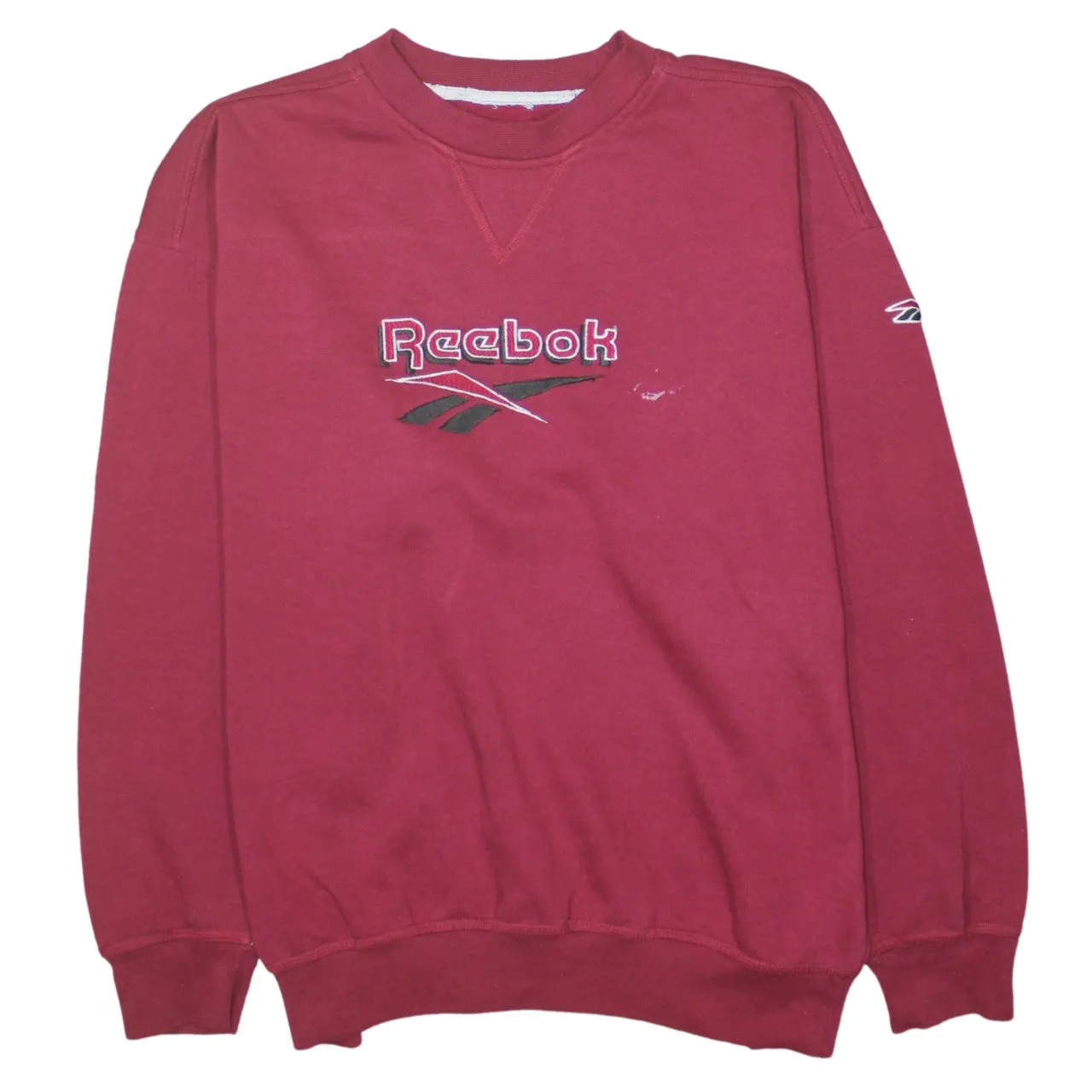 Reebok 90's Spellout Crew Neck Sweatshirt Medium Burgundy Red sold by Vintage Club