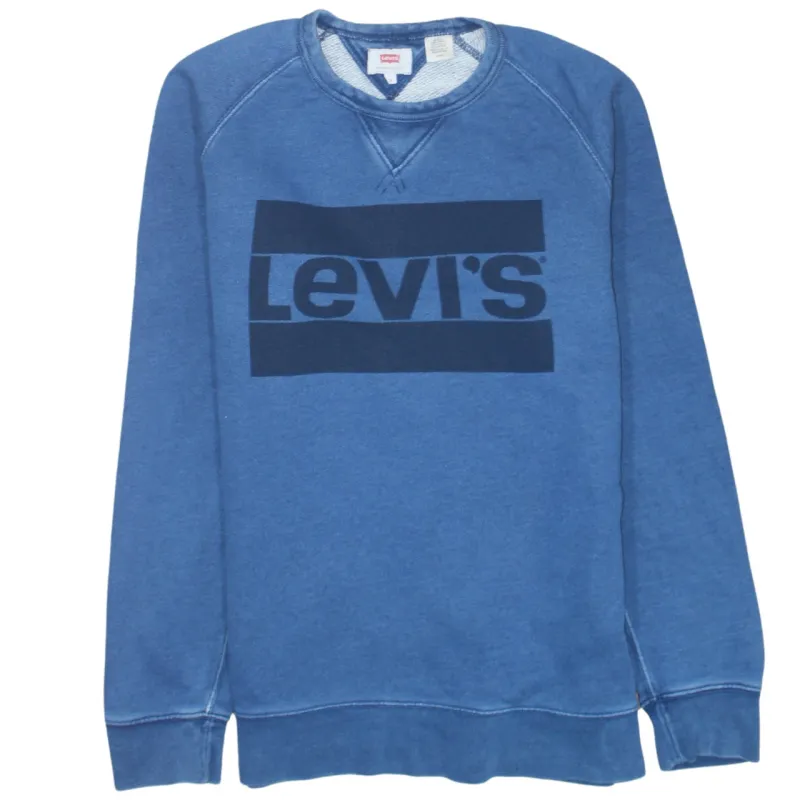 Levi's 90's Spellout Crew Neck Sweatshirt Small Blue made by Levi's