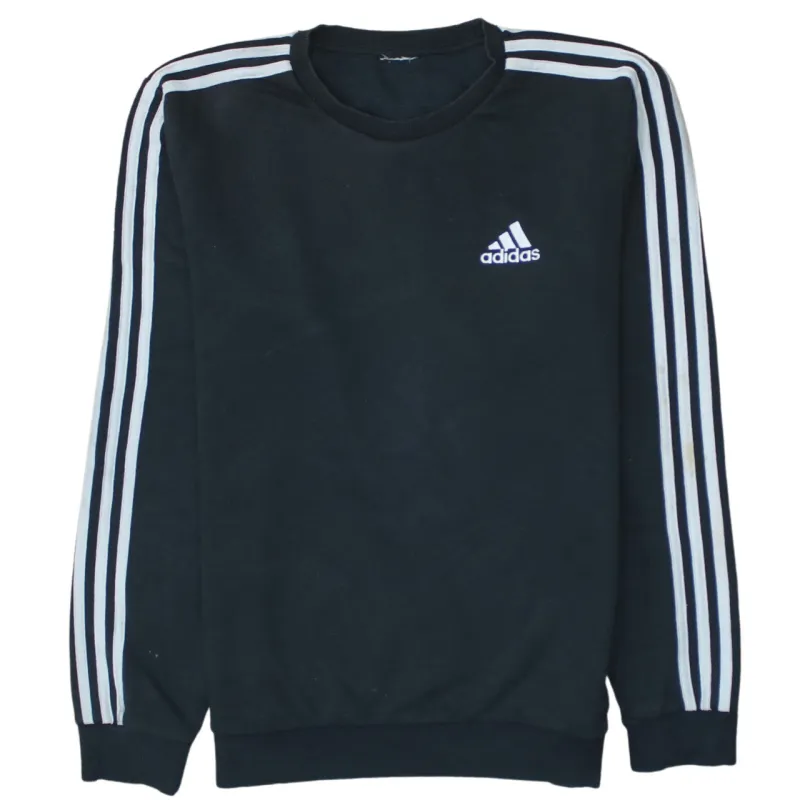Adidas 90's Striped Sleeve Crew Neck Sweatshirt Small  Black sold by Vintage Club