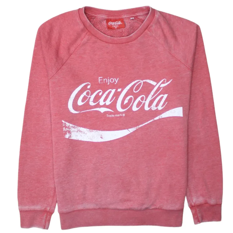 Coca Cola Pink Red Sweatshirt Men's Medium Printed Enjoy Logo Crewneck Pullover Top made by Coca-Cola