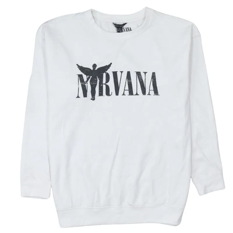 Zara 90's Nirvana Crew Neck Sweatshirt Medium White sold by Vintage Club