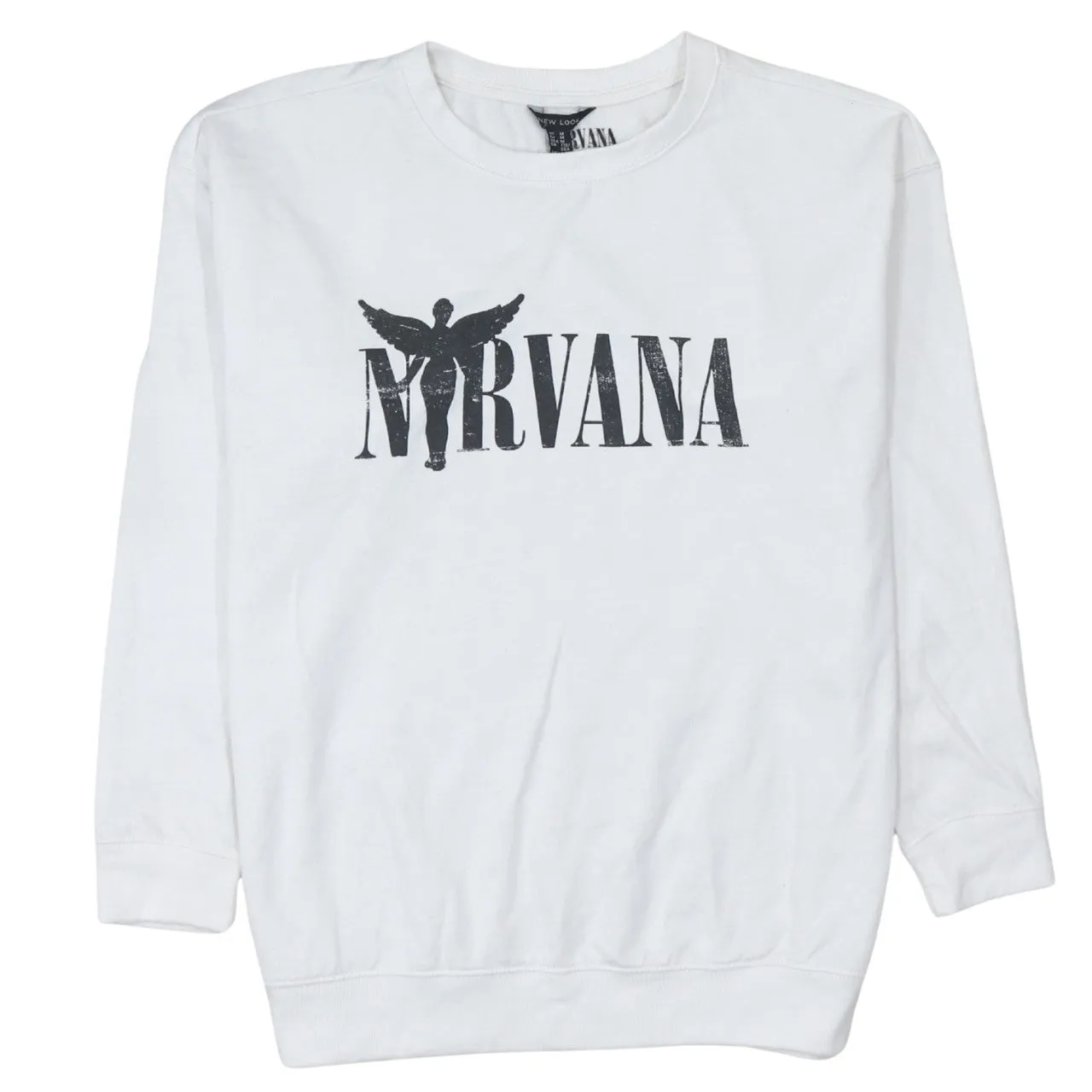 Zara 90's Nirvana Crew Neck Sweatshirt Medium White sold by Vintage Club