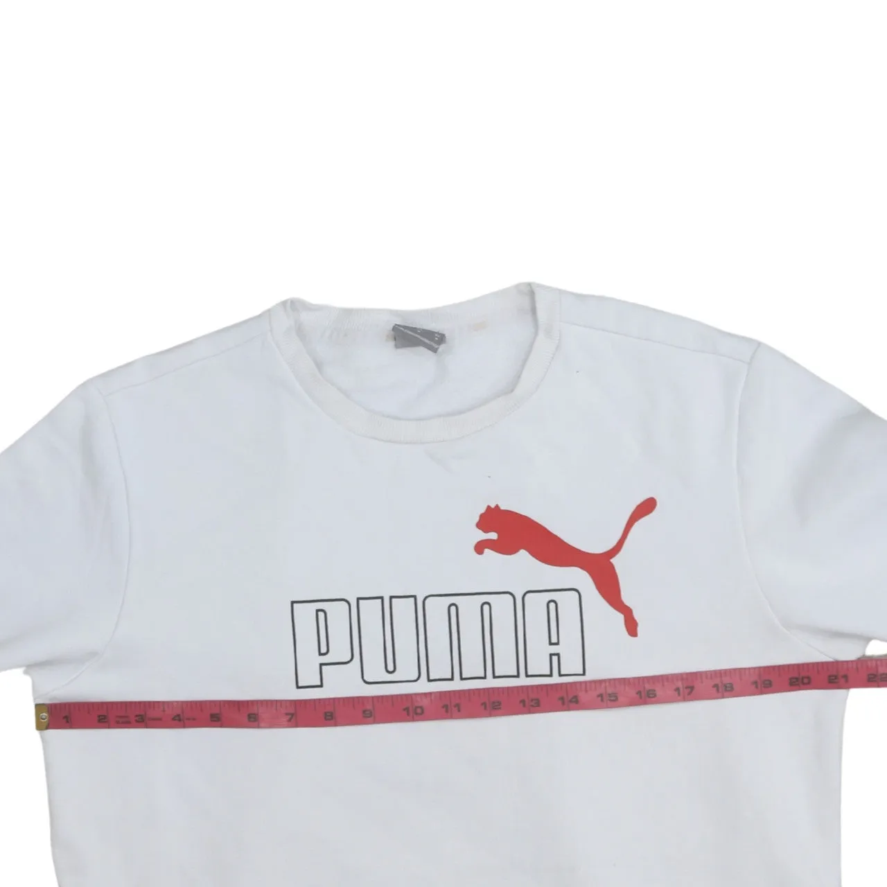 Puma White Sweatshirt Men's Medium Printed Big Logo Crewneck Pullover Fleece Top sold by Vintage Club product image thumbnail 5