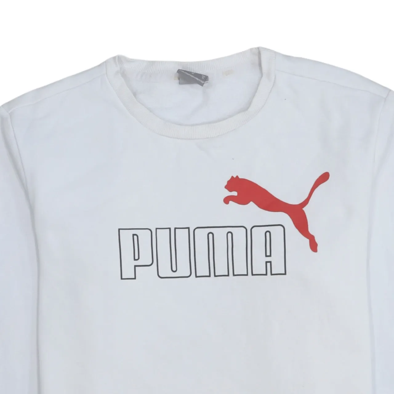Puma White Sweatshirt Men's Medium Printed Big Logo Crewneck Pullover Fleece Top sold by Vintage Club product image thumbnail 3