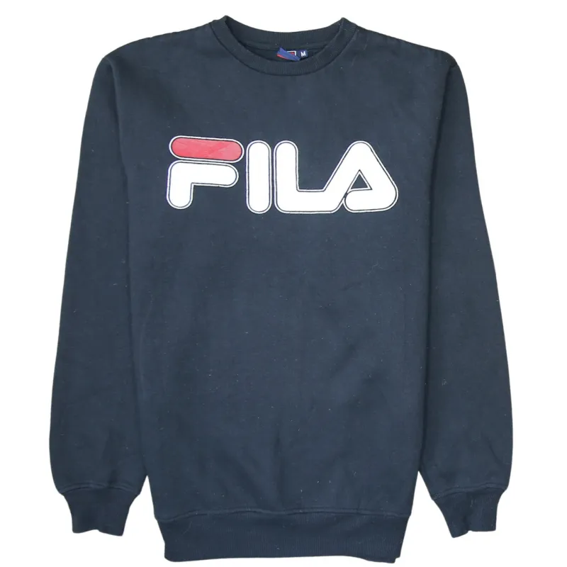 Fila 90's Spellout Crew Neck Sweatshirt Medium Navy Blue sold by Vintage Club