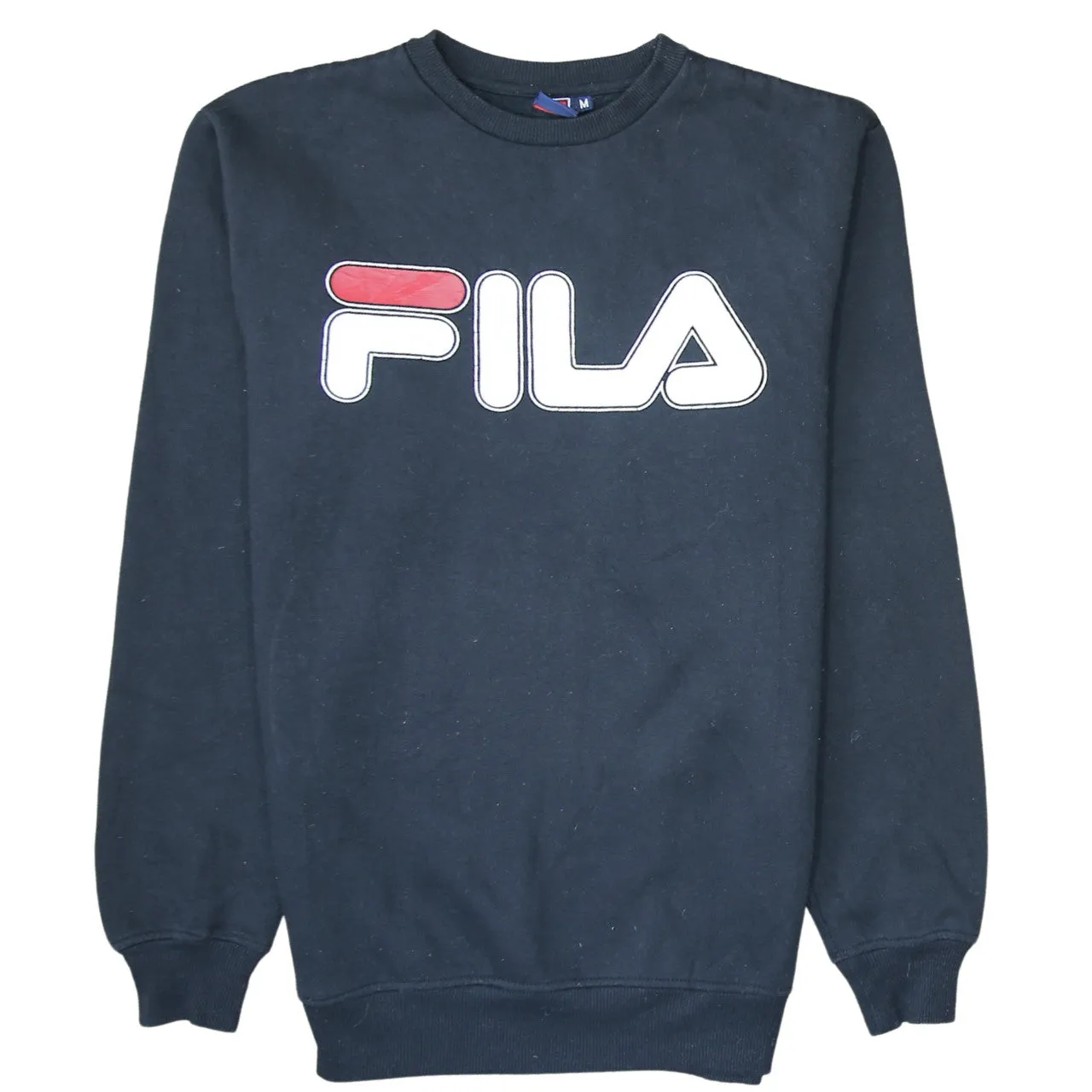 Fila 90's Spellout Crew Neck Sweatshirt Medium Navy Blue sold by Vintage Club