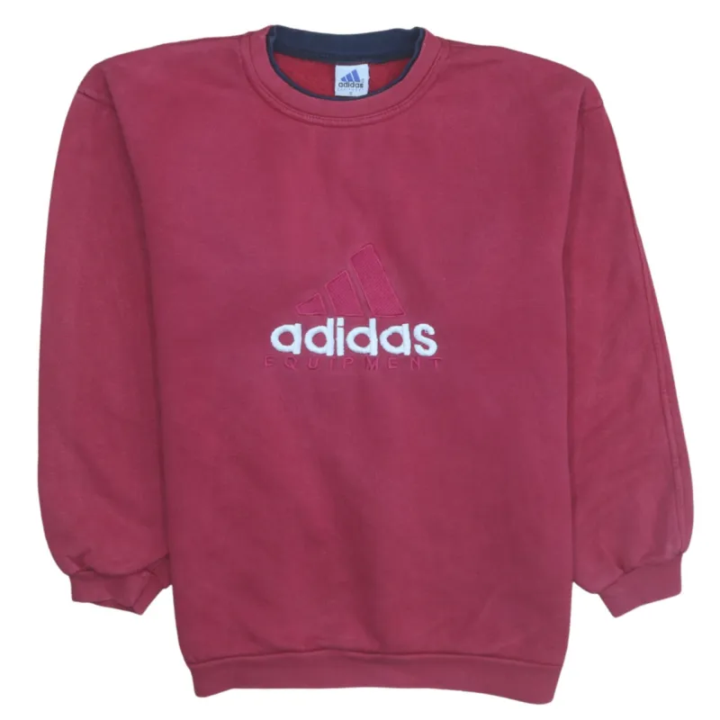 Adidas 90's Spellout Crew Neck Sweatshirt Small Red sold by Vintage Club
