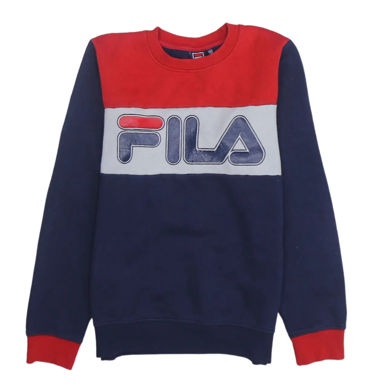 Fila Navy Blue Sweatshirt Men's Small Big Logo Panelled Crewneck Pullover Jumper Top sold by Vintage Club