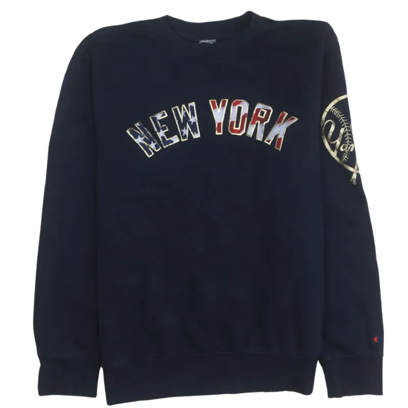 Champion 90's New York Crew Neck Sweatshirt Large  Navy Blue sold by Vintage Club