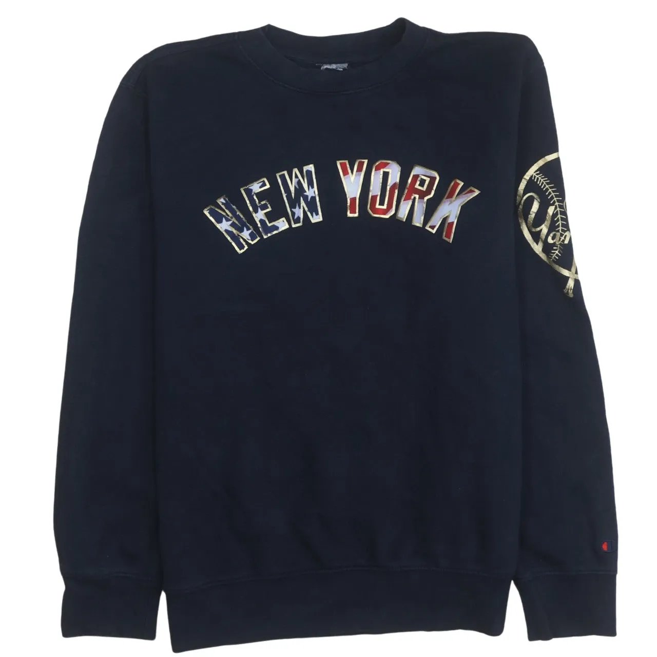 Champion 90's New York Crew Neck Sweatshirt Large Navy Blue sold by Vintage Club