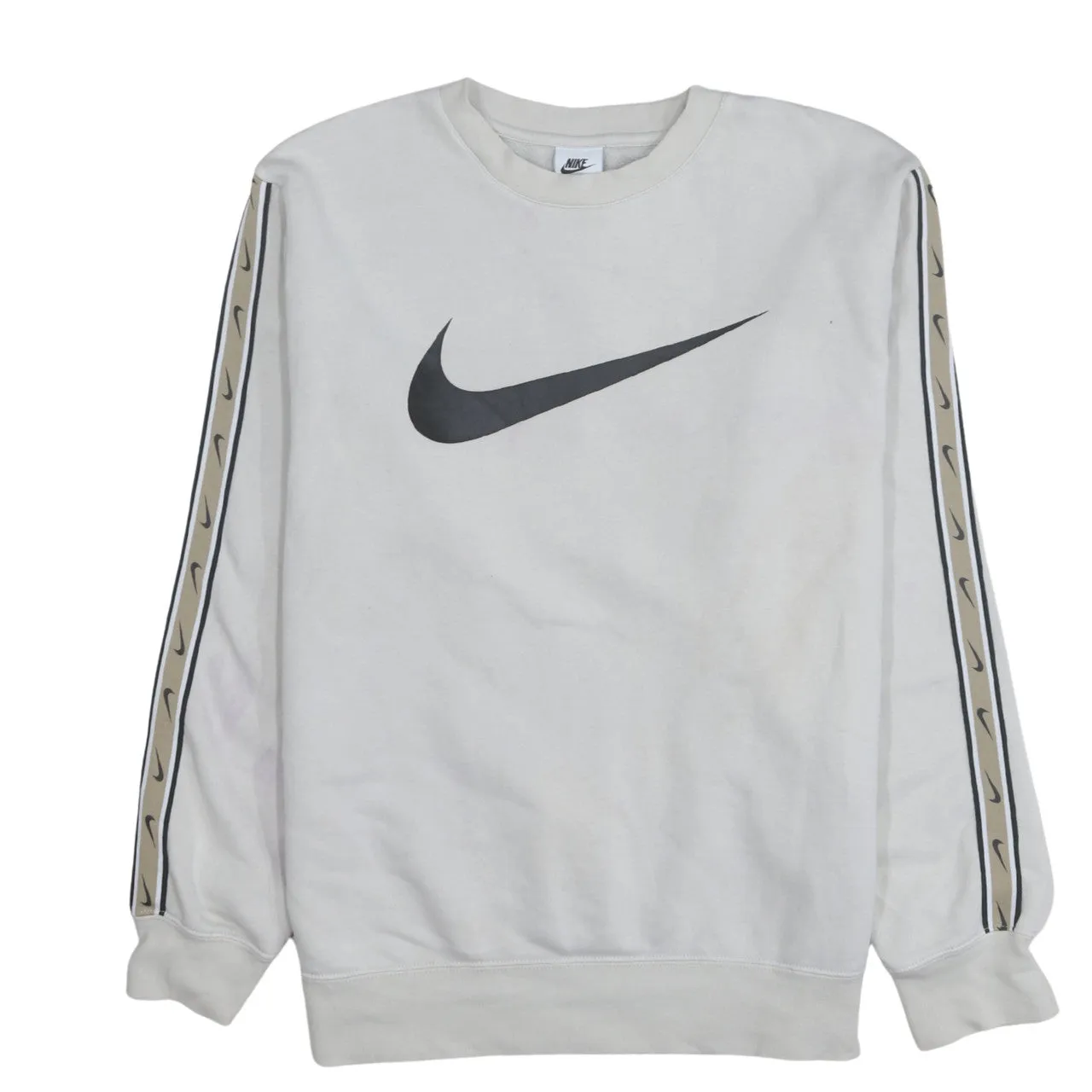 Nike 90's Center Middle Swoosh Crew Neck Sweatshirt Small Beige Cream sold by Vintage Club