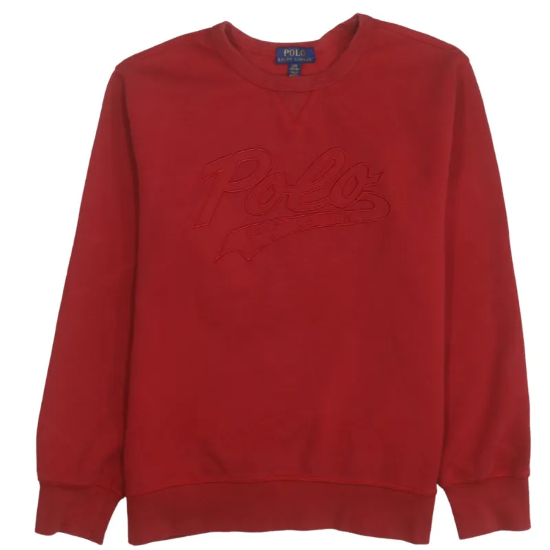 Polo Ralph Lauren 90's Spellout Crew Neck Sweatshirt Large Red made by Polo by Ralph Lauren
