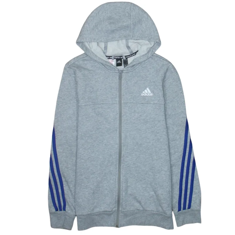 Adidas 90's Striped Sleeve Full Zip Up Hoodie Large Grey sold by Vintage Club