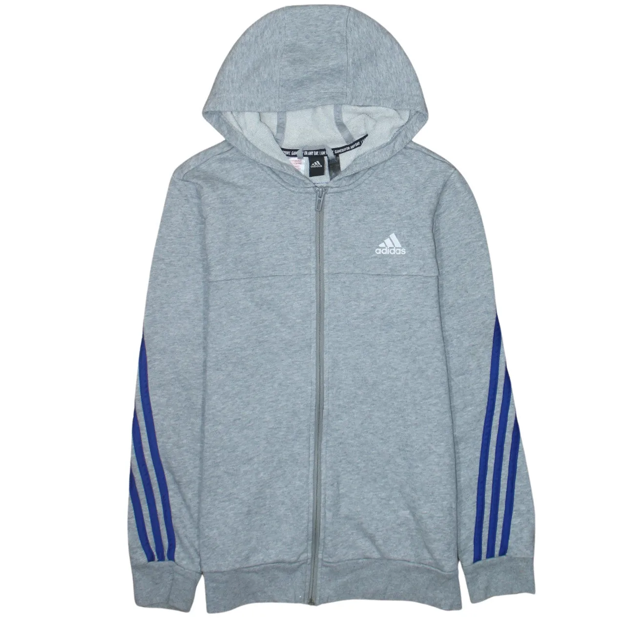 Adidas 90's Striped Sleeve Full Zip Up Hoodie Large Grey sold by Vintage Club