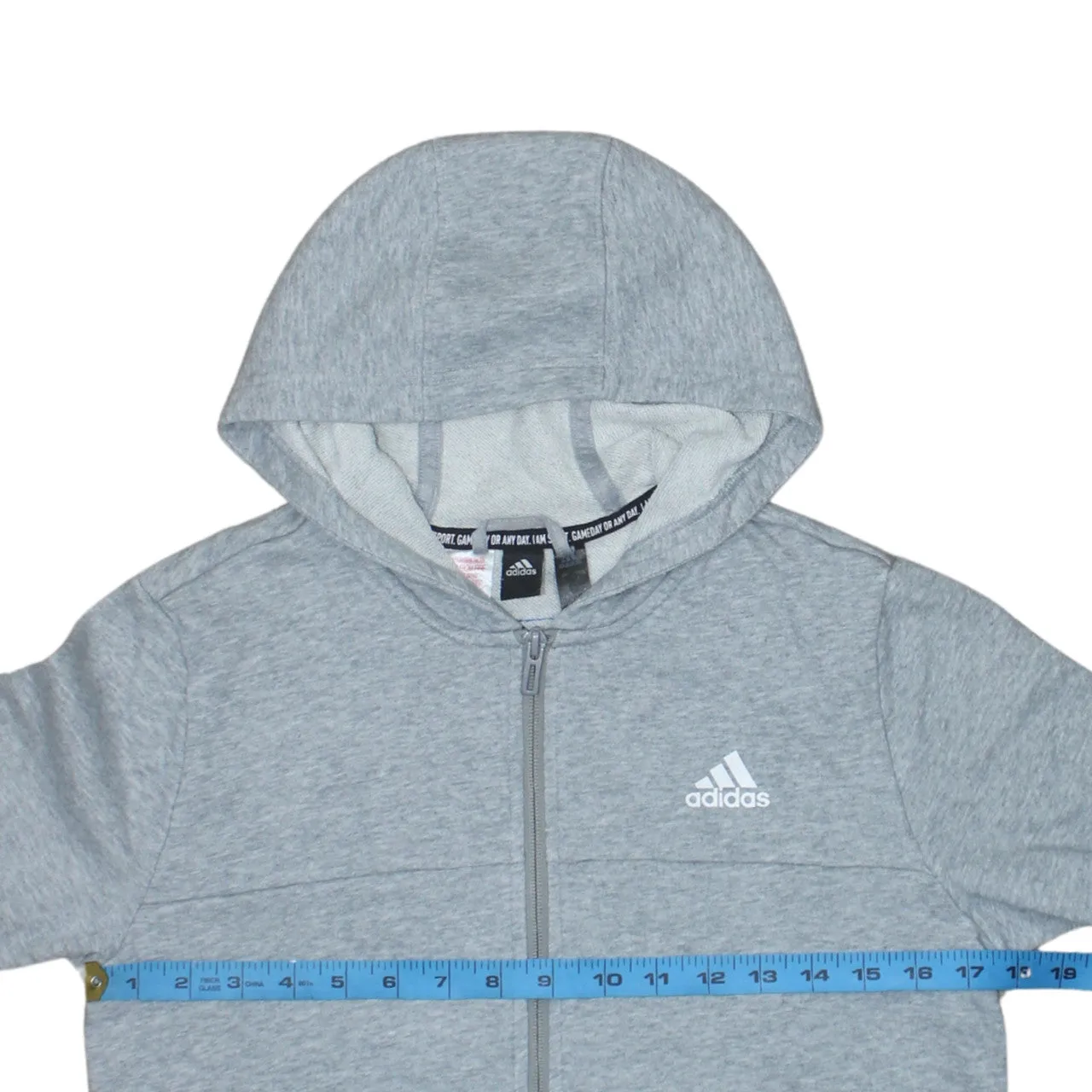 Adidas 90's Striped Sleeve Full Zip Up Hoodie Large Grey sold by Vintage Club product image thumbnail 5