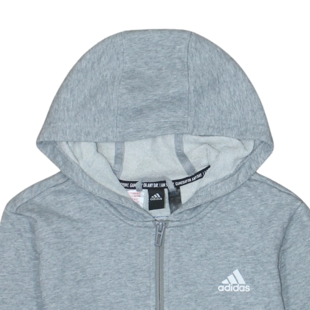 Adidas 90's Striped Sleeve Full Zip Up Hoodie Large Grey sold by Vintage Club product image thumbnail 3