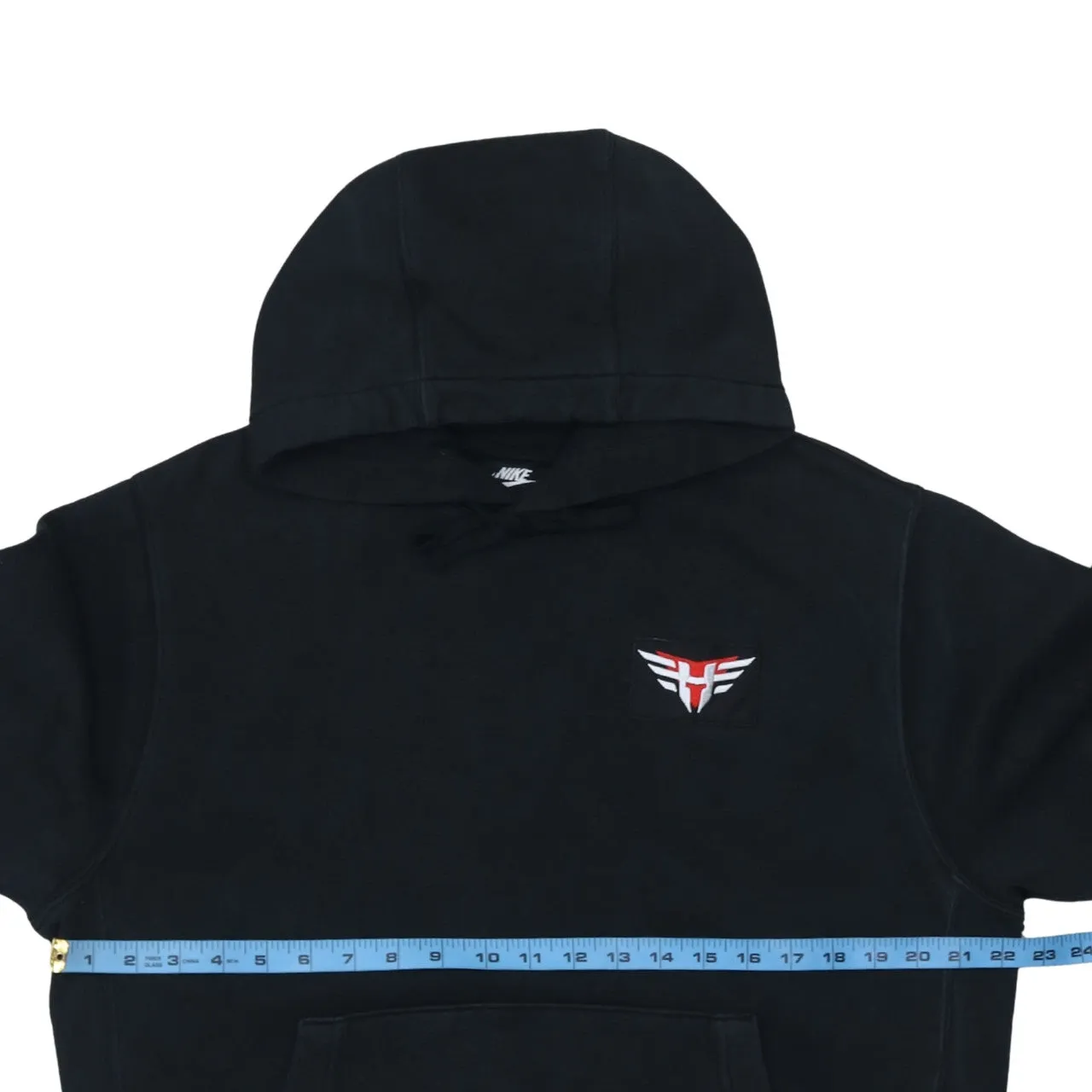 Nike 90's Drawstring Pockets Pullover Hoodie Medium Black sold by Vintage Club product image thumbnail 5